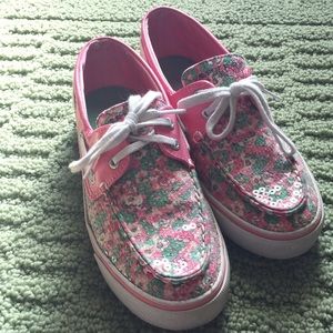 Pink & Green Floral Sperrys